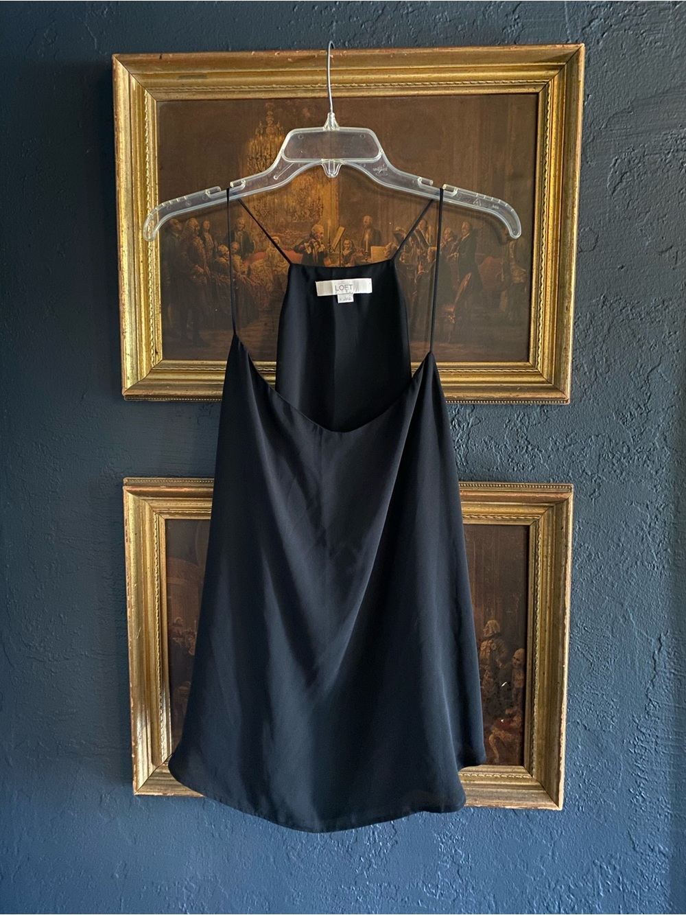 LOFT Black Satin Spaghetti Strap Camisole